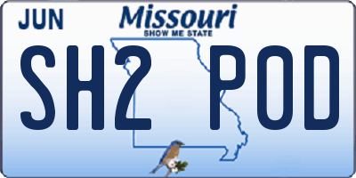 MO license plate SH2P0D