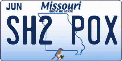 MO license plate SH2P0X