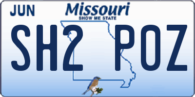 MO license plate SH2P0Z