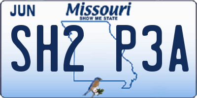 MO license plate SH2P3A