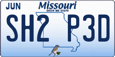 MO license plate SH2P3D