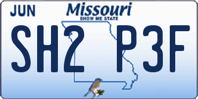MO license plate SH2P3F