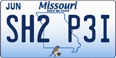 MO license plate SH2P3I