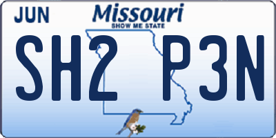 MO license plate SH2P3N