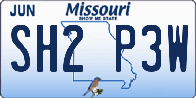 MO license plate SH2P3W