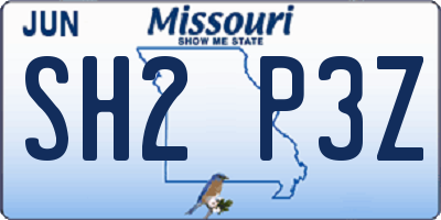 MO license plate SH2P3Z