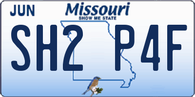 MO license plate SH2P4F