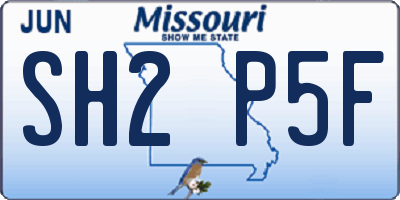 MO license plate SH2P5F