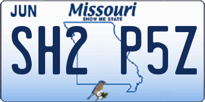 MO license plate SH2P5Z