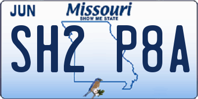 MO license plate SH2P8A