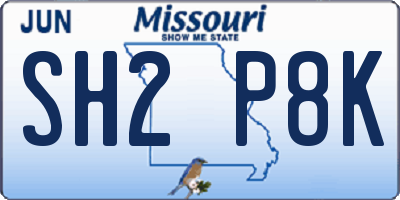 MO license plate SH2P8K