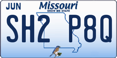 MO license plate SH2P8Q