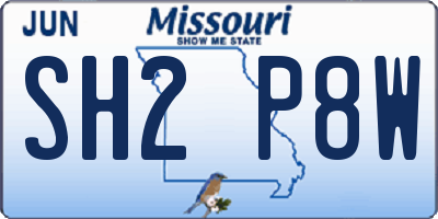MO license plate SH2P8W