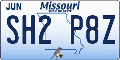 MO license plate SH2P8Z