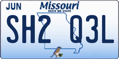 MO license plate SH2Q3L
