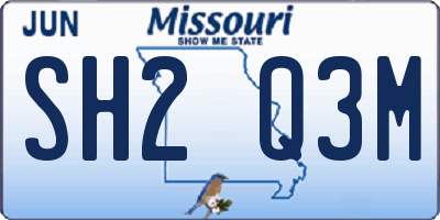 MO license plate SH2Q3M