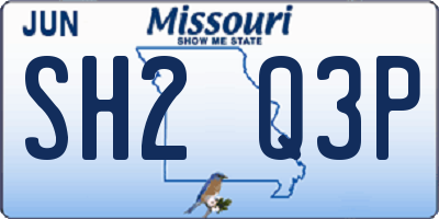 MO license plate SH2Q3P