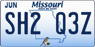 MO license plate SH2Q3Z