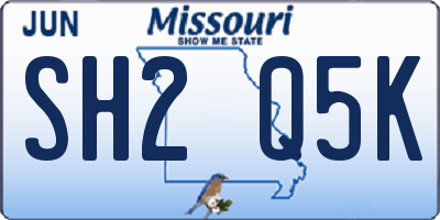 MO license plate SH2Q5K