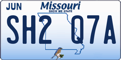 MO license plate SH2Q7A