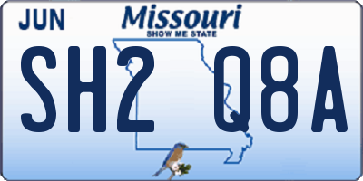 MO license plate SH2Q8A