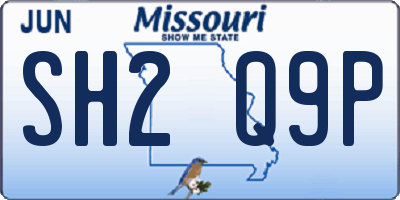 MO license plate SH2Q9P