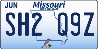 MO license plate SH2Q9Z