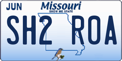 MO license plate SH2R0A