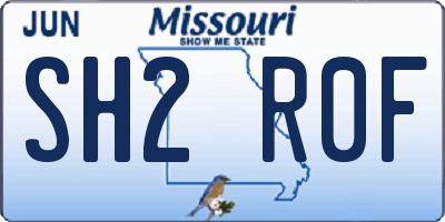 MO license plate SH2R0F