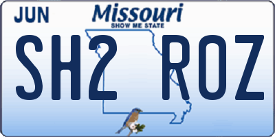 MO license plate SH2R0Z
