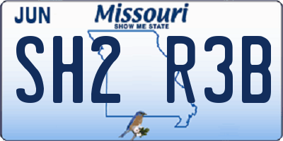 MO license plate SH2R3B