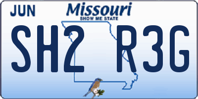 MO license plate SH2R3G