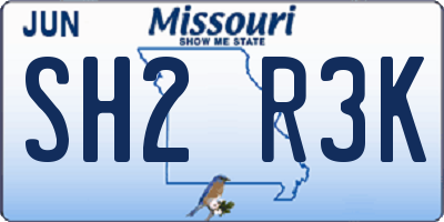 MO license plate SH2R3K