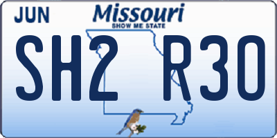 MO license plate SH2R3O