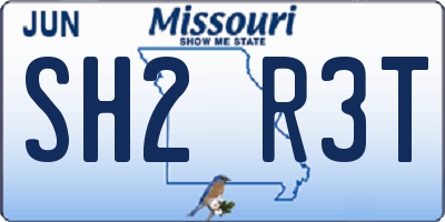 MO license plate SH2R3T