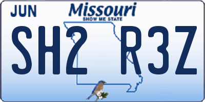 MO license plate SH2R3Z