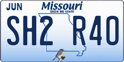 MO license plate SH2R4O