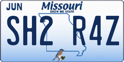 MO license plate SH2R4Z