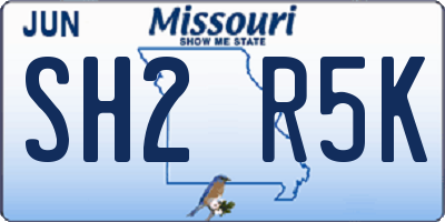 MO license plate SH2R5K