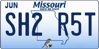 MO license plate SH2R5T