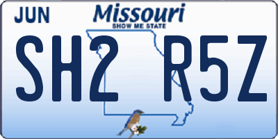 MO license plate SH2R5Z
