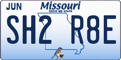 MO license plate SH2R8E