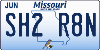 MO license plate SH2R8N