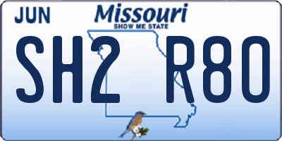 MO license plate SH2R8O