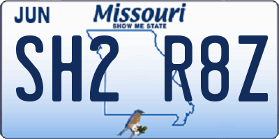 MO license plate SH2R8Z