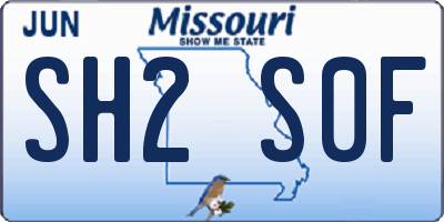 MO license plate SH2S0F