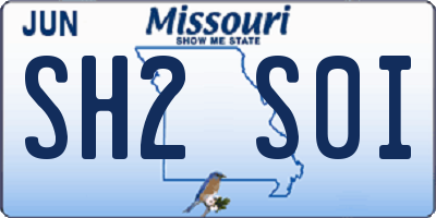 MO license plate SH2S0I
