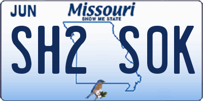 MO license plate SH2S0K