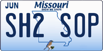 MO license plate SH2S0P