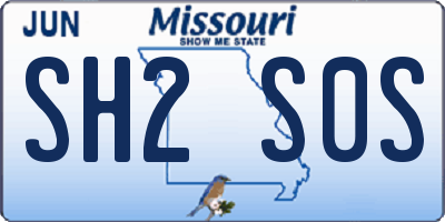 MO license plate SH2S0S